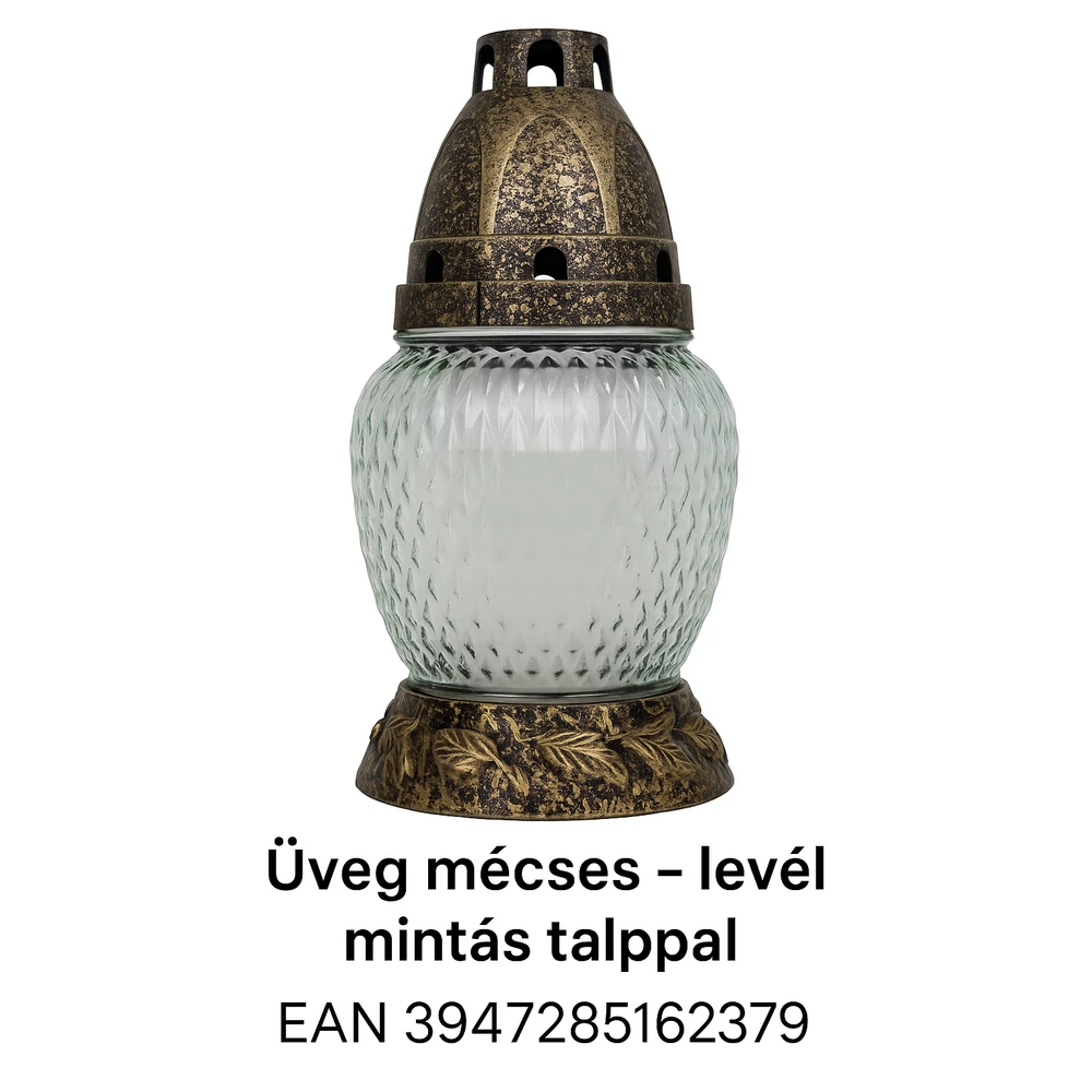 Üveg Mécses – Levél Mintás Talppal