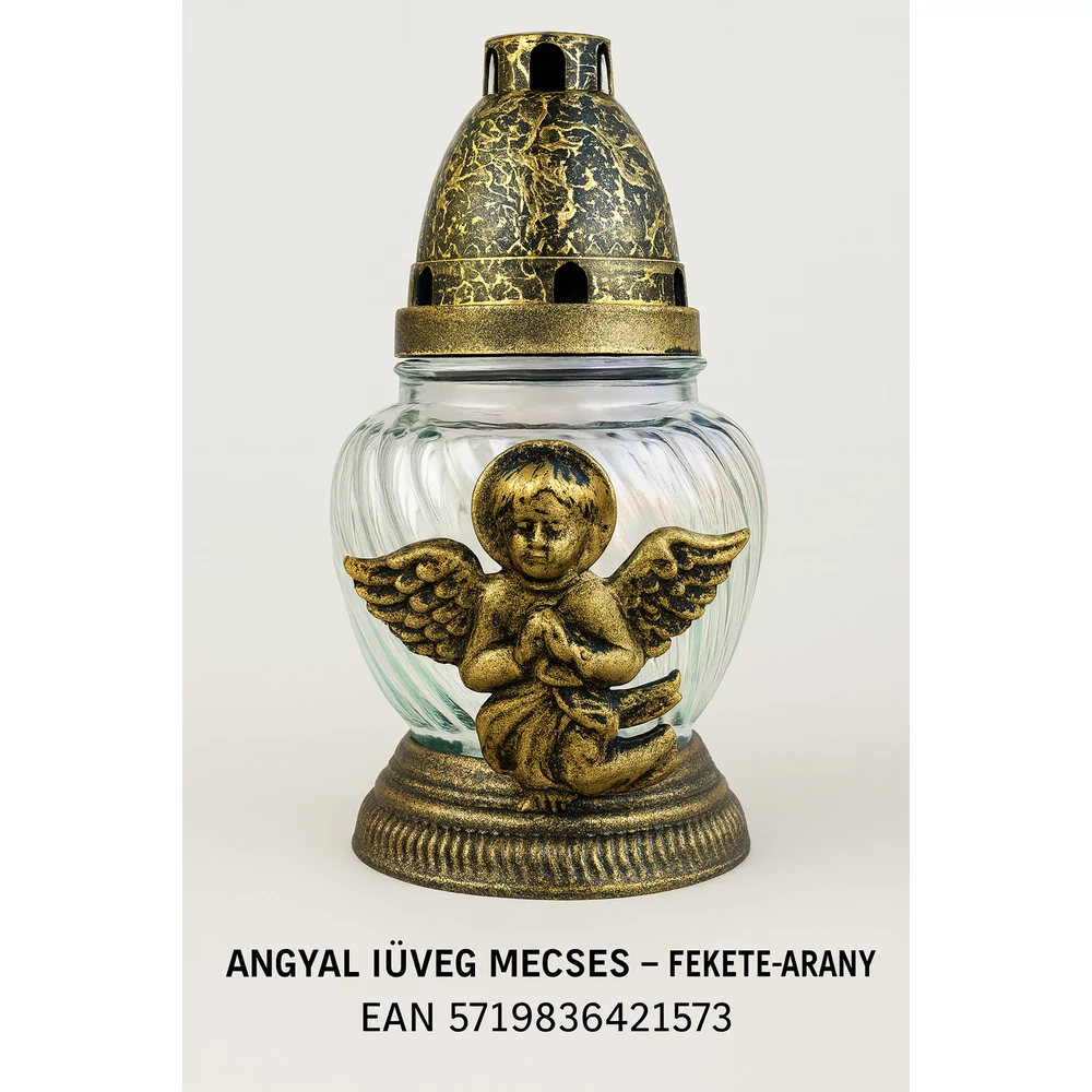 Angyal Üveg Mécses – Fekete-Arany