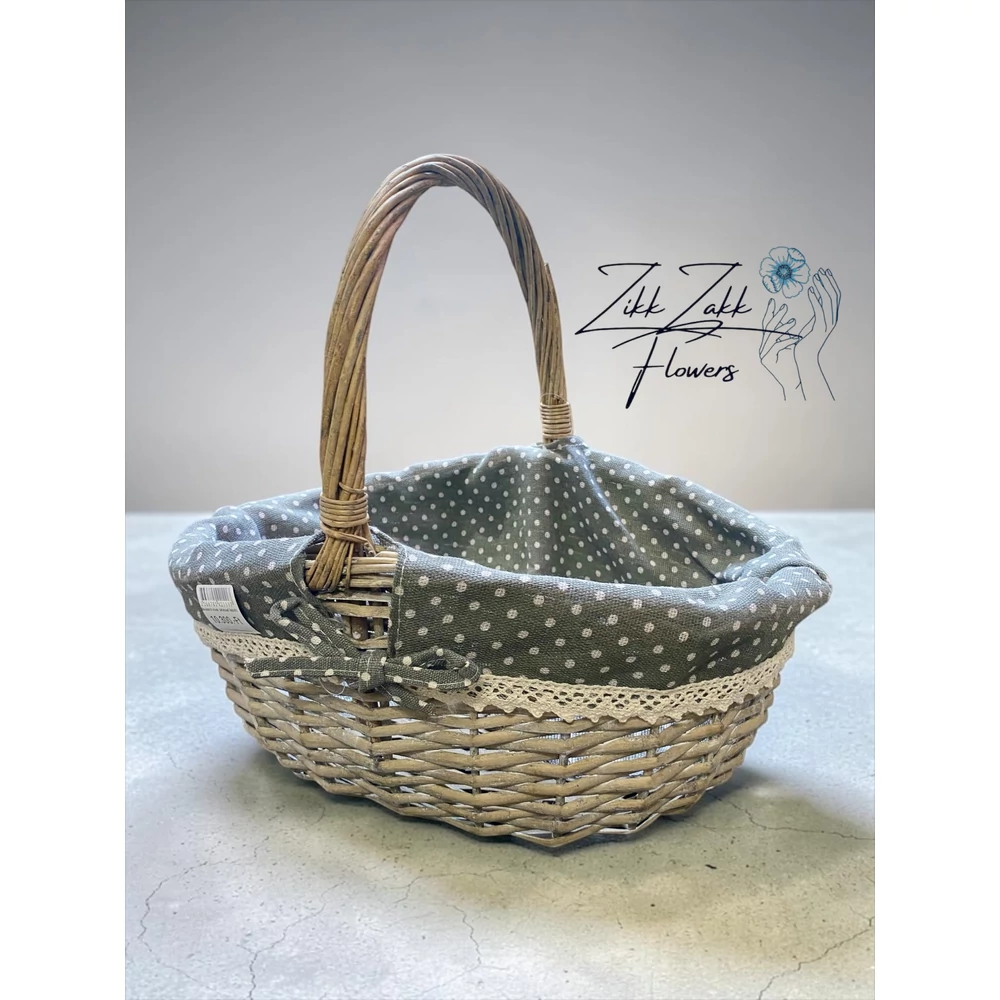 Zöld pöttyös béléses bevásárló kosár