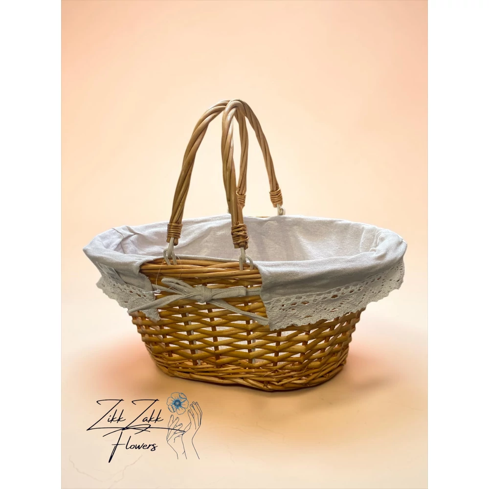 Natúr béléses bevásárló kosár – csipkés