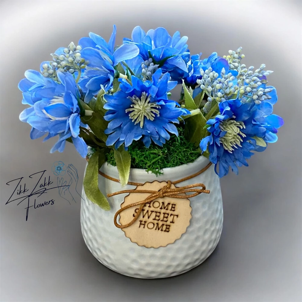 Kék virág kompozíció HOME kaspóban