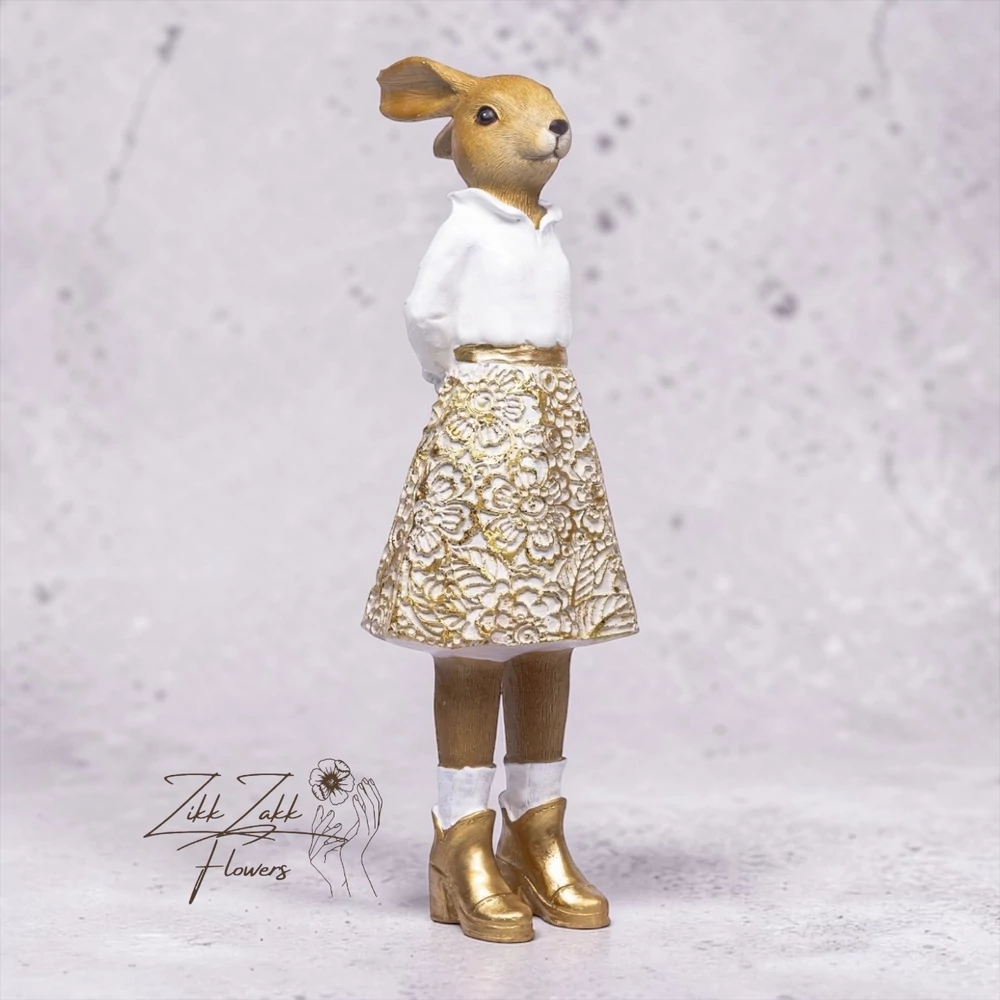 Elegáns Arany Szoknyás Nyúl Dekor Figura