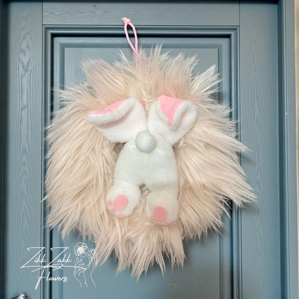 Prémes húsvéti ajtódísz lógó nyuszival 
