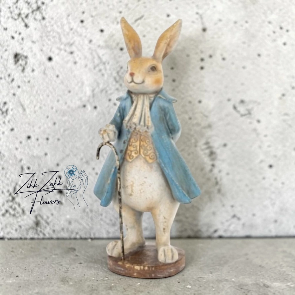 Vintage Húsvéti Nyuszi Figura – Kék Kabátos Úr