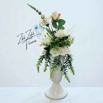 Fehér Vázás Örökvirág Kompozíció