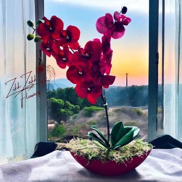Vörös orchidea virágkompozíció