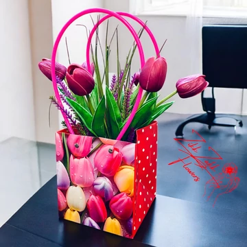 Pöttyös Tulipános Ajándék Táska