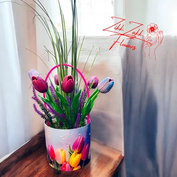 Színes Tulipános Vödör