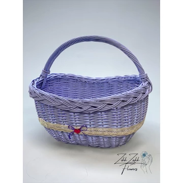 Lila fonott bevásárló kosár – csipkés szalaggal