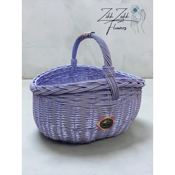 Lila díszes bevásárló kosár – vintage stílus