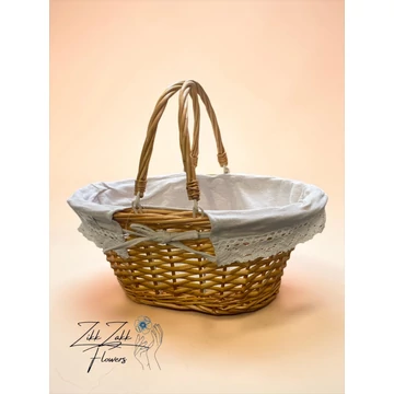 Natúr béléses bevásárló kosár – csipkés