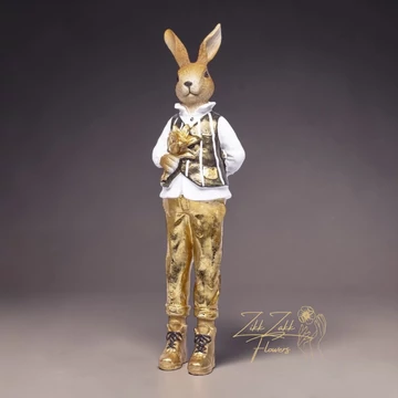 Elegáns Arany Mellényes Nyúl Dekor Figura