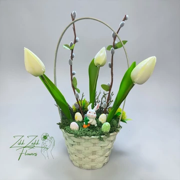 Tulipános Húsvéti Kosár – Nyuszis Dekor 