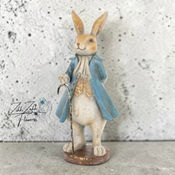Vintage Húsvéti Nyuszi Figura – Kék Kabátos Úr