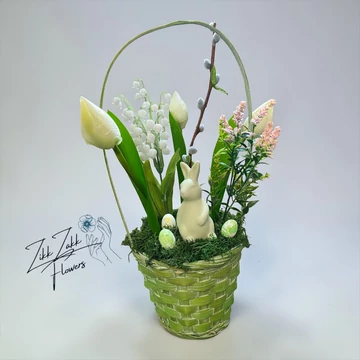 Zöld Húsvéti Kosár – Tavaszi Virágkompozíció 