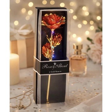 LED-es arany rózsa ajándékdobozban