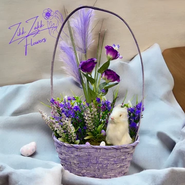 Lila Húsvéti Kosár - Nagyméretű