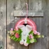 Húsvéti ajtódísz nyuszival – rózsaszín koszorú